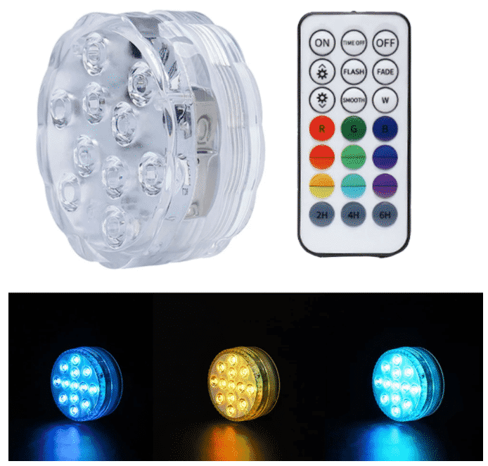 Undervanns LED-lys (RGB) med fjernkontroll