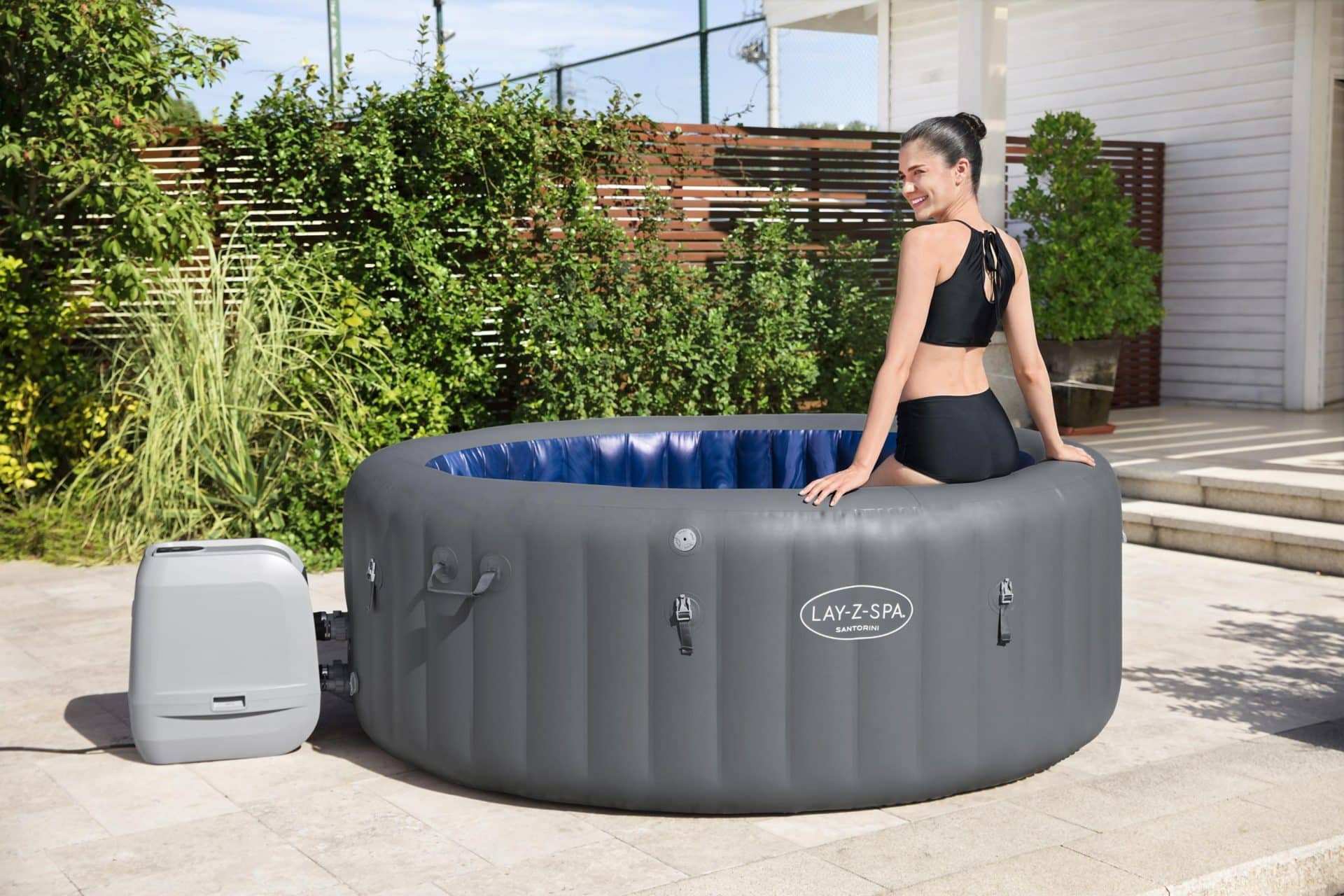 Lay-Z-Spa Santorini HydroJet Pro– Oppblåsbart boblebad