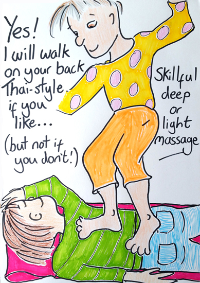 Body-Mind-Healing-Hastings-St-Leonards-East-Sussex-Deep-tissue-massage-Thai-Massage-walking-on-back-illustration