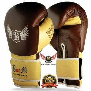 Boom Pro Leather Boxing Gloves MMA Training Punch Bag Sparring Muay Thai Mitts