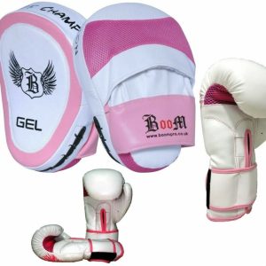 Boom Boxing Gloves Focus Pads Set Ladies Hook Jab MMA Punch Bag Training-1