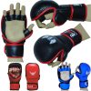 Boom Pro Boxing Gloves Sparring Muay Thai Kick Punch Bag Fight MMA Training Mitts Grappling Training Ideal For Serious MMA Trainers and Professionals for Sparring and Heavy Bag Training Made up of Premium Cow Hide Leather with open palm design Provides unmatched Durability and Grappling ability, Refined glove shape for improved finger flexibility and hand protection Padded with extra-thick pre-curved high Density GEL Integrated latex foam core for the ultimate impact absorption and to protect against training injuries. Ideal for all stand up striking and grappling training. Very light weight yet. Durable design with Full wrist wrap strap and Velcro Closure System provides superior wrist support and allows more customizable non slip sung fitting Padded thumb for improved thumb protection during sparring Special Lining draws sweat away from the skin and Improves performance of the trainer. Features Made Up of Premium High Grain Cow Hide Leather. Padded with more than 1.5' GEL integrated High Density Latex Foam Core. Tough and Stain Resistant allows Easy Cleaning. Padded thumb for Extra Thumb Protection. AMARA inner lining to repel moisture and Absorbes Sweat. High density injection Molded foam core with multilayers of Gel Lining Delivers Unmatched protection during Training. Open Palm Design Improves Grappling.