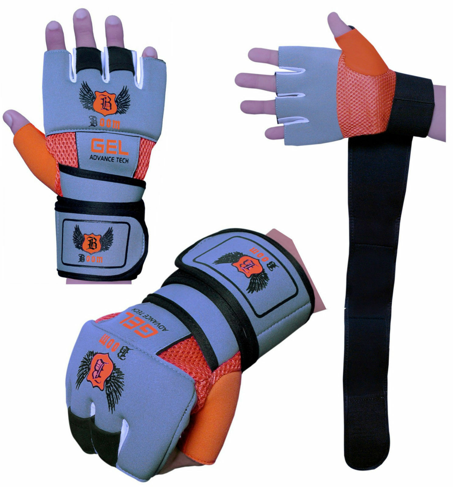 Boom Pro Boxing Neoprene GEL Gloves Wrist Support Wraps MMA Punch Bag Muay Thai Mitts-1 Boom Pro Boxing Neoprene GEL Gloves Wrist Support Wraps MMA Punch Bag Muay Thai Mitts-1