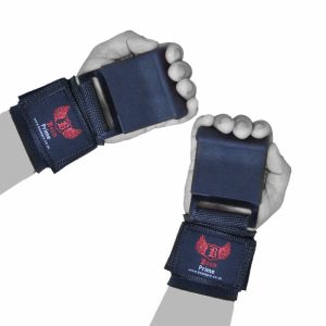 BOOM Weight Lifting Steel Wrist Straps Hook Gym Support Hand Wraps Grips Bar-3