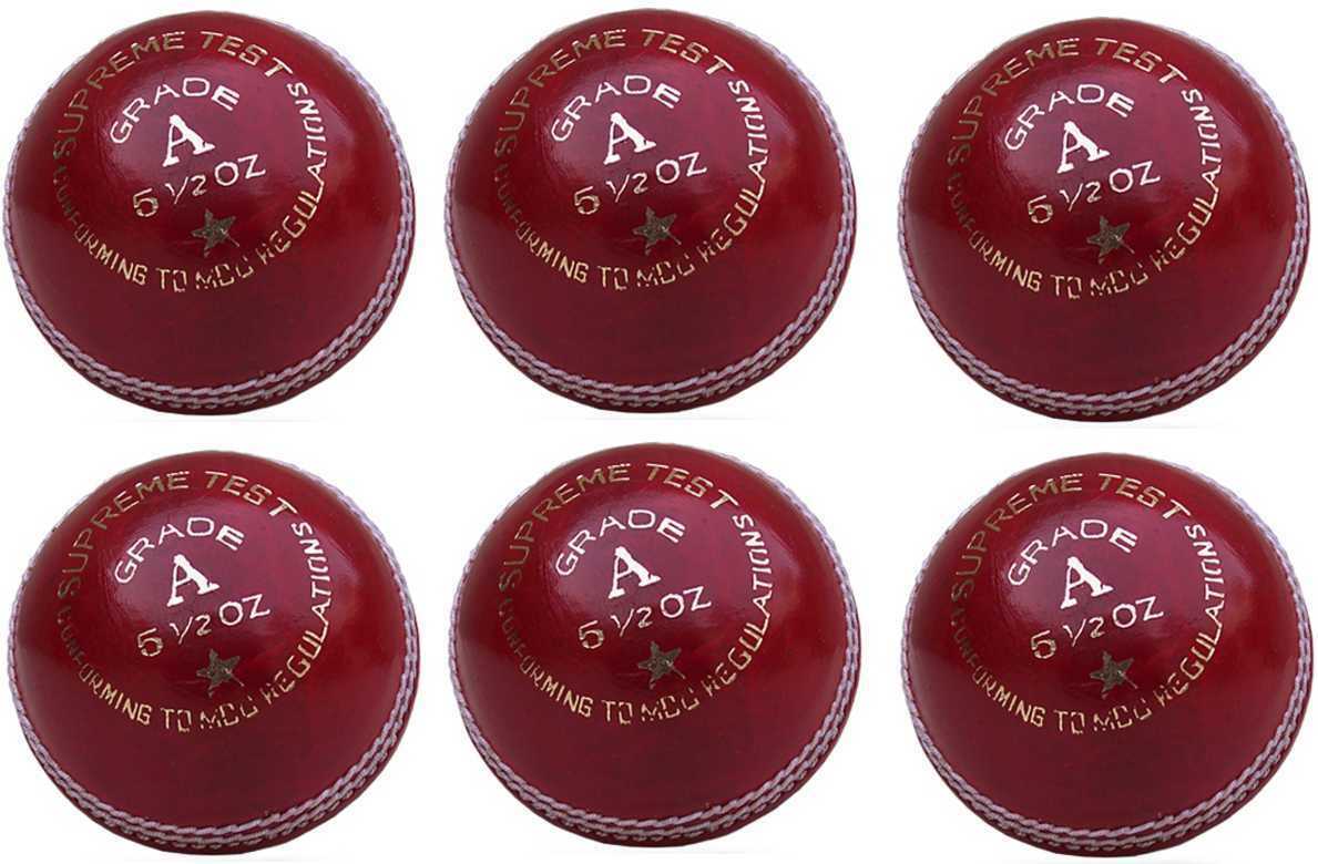 Boom Cricket Balls Match Quality 6 Hard Balls Set Leather Test T20 ODI 5.5oz