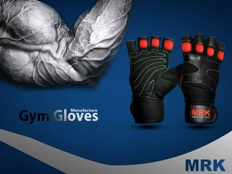 Boom Leather Weightlifting Gym Gloves Training Body Building Wrist Straps UK-2