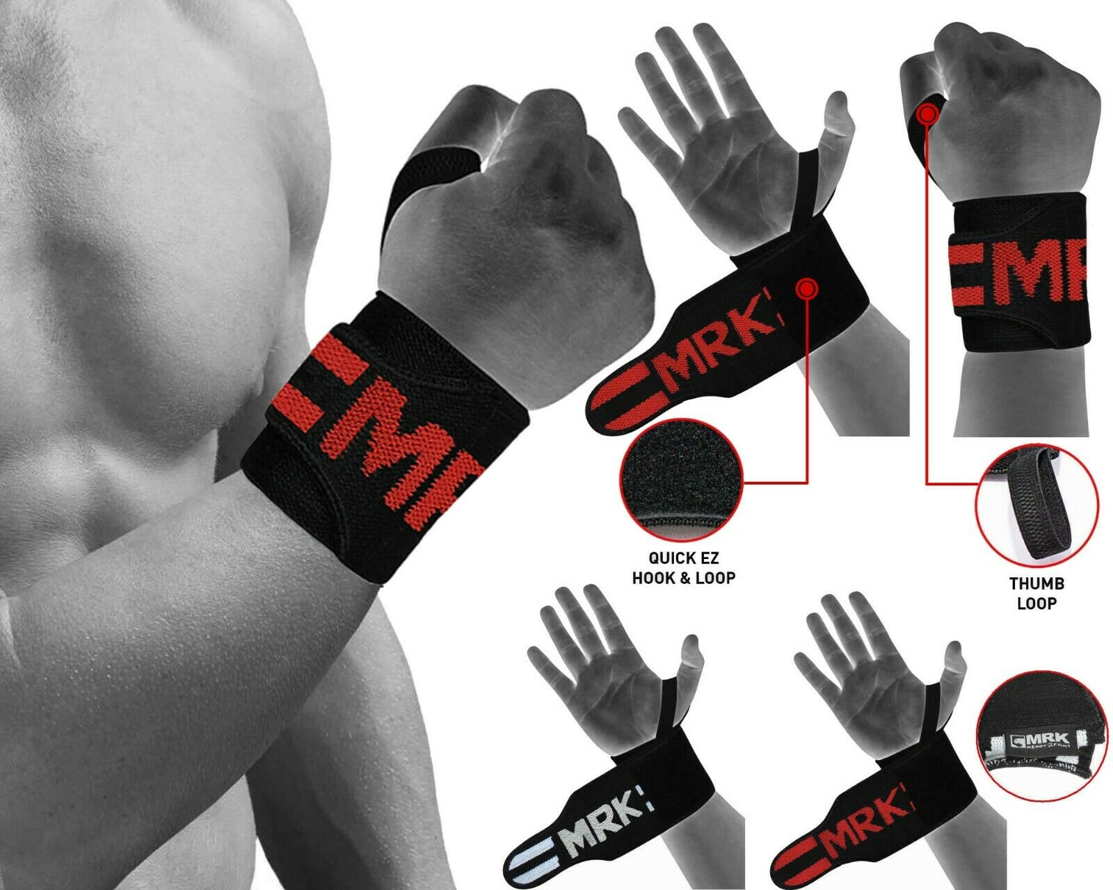 Weight Lifting Wrist Straps Elasticated Gym Wraps Grip Body Building UK