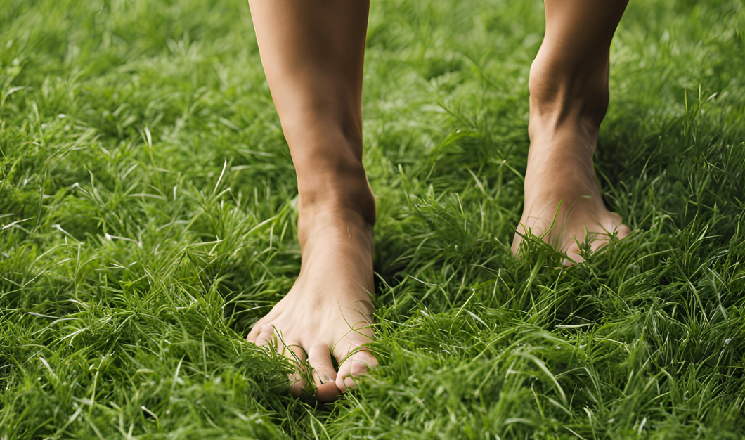 blote voeten pad het groene erf