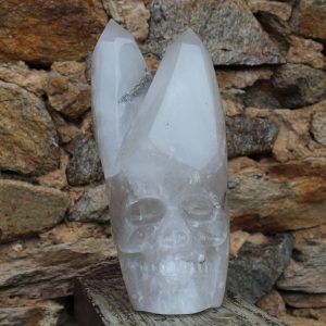 Crâne de cristal avec double pointe de quartz de l'Himalaya 5456g