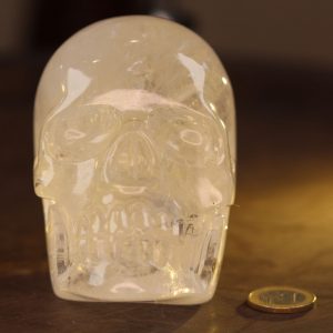 Crâne en cristal de roche de l'Himalaya 740g