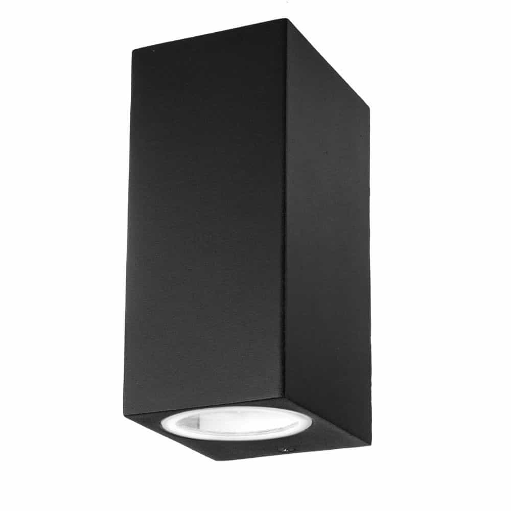 V-TAC 7652 Sleek GU10 Wall Fitt Alu Square-Black 2 Way IP44 #0