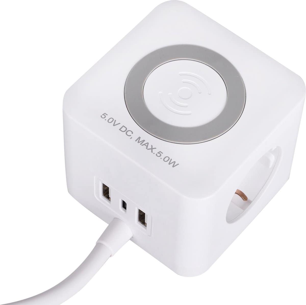 Q-Link Stekkerdoos 3-voudig – randaarde – Powercube – 3 x USB – 3 x 1.5 mm², 1.5 m – wit #0