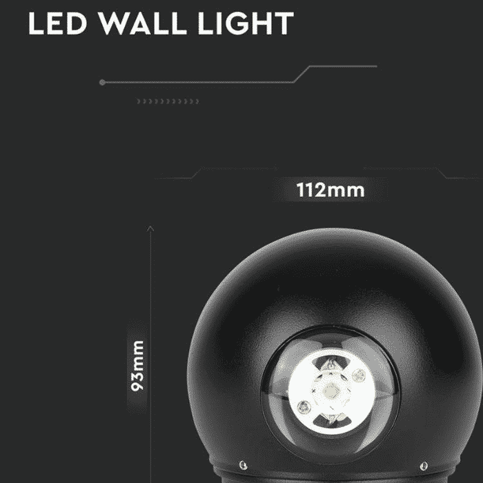 V-TAC 836 6W Led Wall Light 3000K Black Body #7