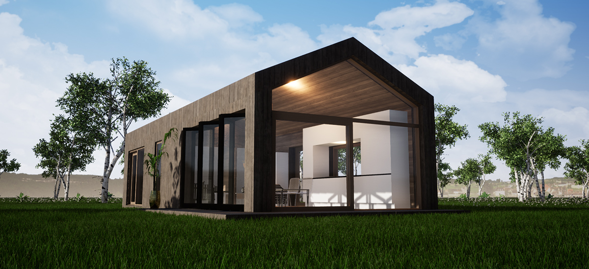 Tiny house helårsbeboelse Auckland 80 m2 Bozelhus Designhus Lavenergi hus