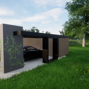Design 2 Carport m. bærende og træ panel