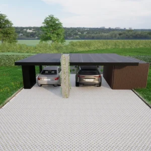 Design 2 Carport med bærende væg og tilvalgt mønster