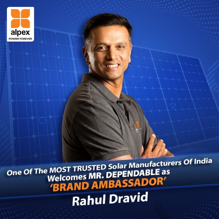 Alpex Solar Brand Ambassador Rahul Dravid