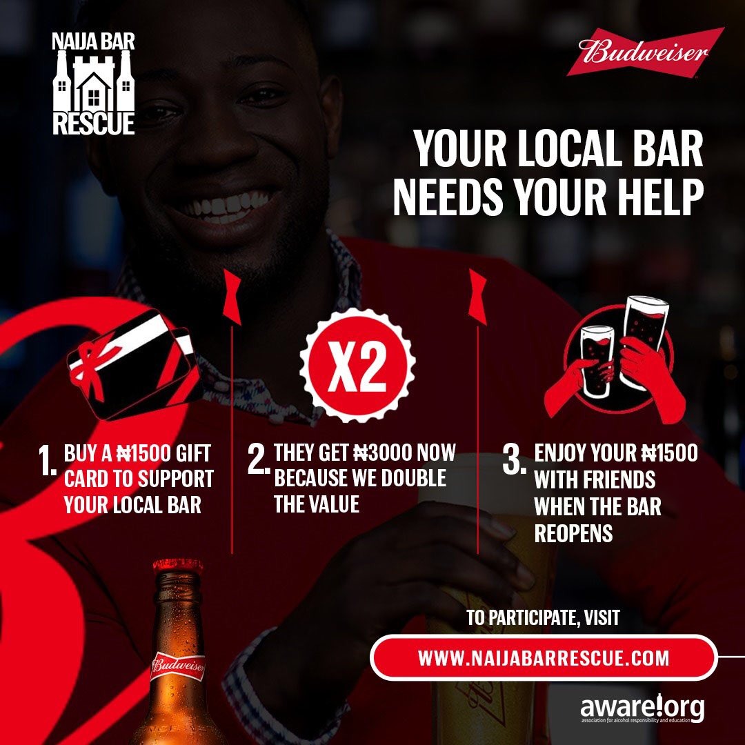 #NaijaBarRescue: How To Support Bar In This Lockdown- Budweiser Nigeria #NaijaBarRescue: How To Support Bar In This Lockdown- Budweiser Nigeria