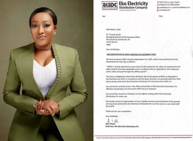 Again, West Power & Gas Fires Tinuade Sanda After Eko Disco Removal Again, West Power & Gas Fires Tinuade Sanda After Eko Disco Removal