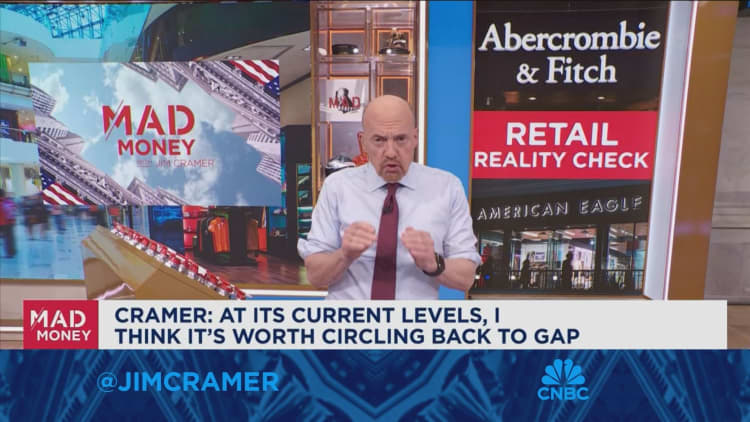 At its current levels, I think its worth circling back to GAP, says Jim Cramer