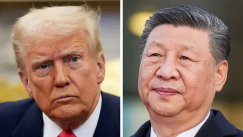 PA Media / Getty Images A composite image shows headshots of Donald Trump on the left and Xi Jinping on the right.