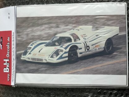 Decal Porsche 917K / 12H Sebring 1970 Hvid med Blå striber #16