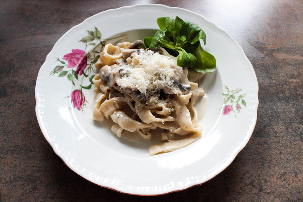 Meal with home-made pasta