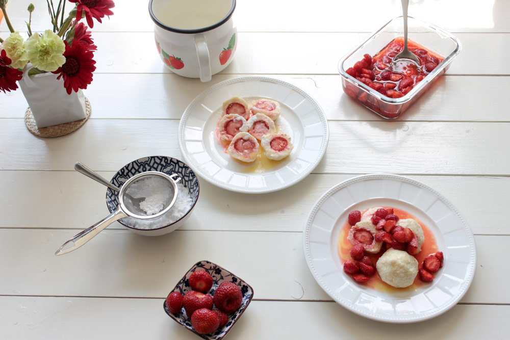 Quark dumplings on plates