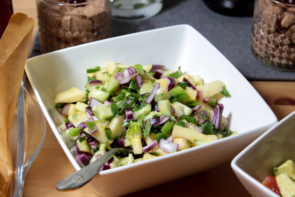Exotic pineapple salad with chili