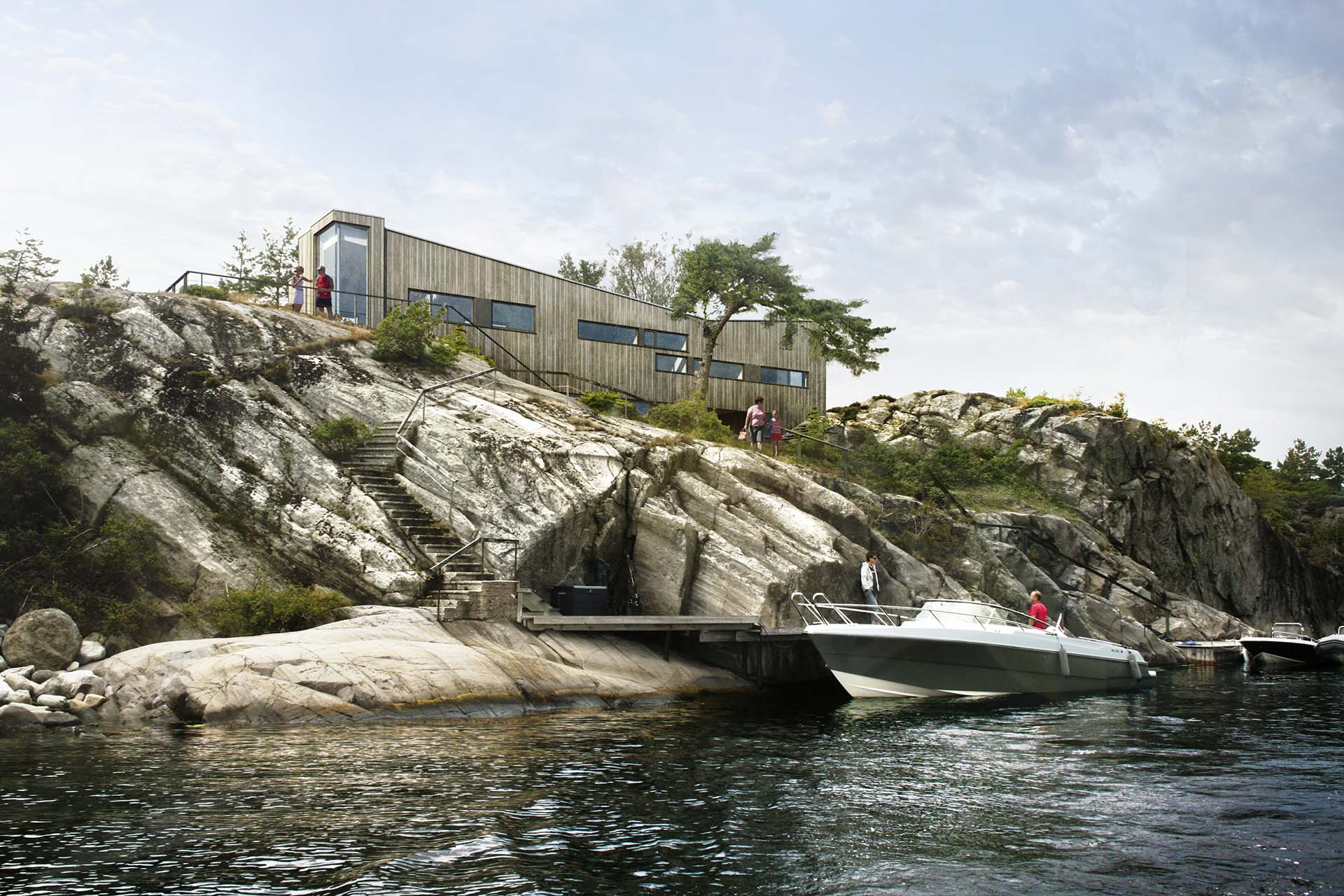 <strong>Parisholmen Private Resisdence</strong> Parisholmen Private Residence by Skaara Arkitekter in Norway integrates with the rocky coastline, featuring a private dock and sea views