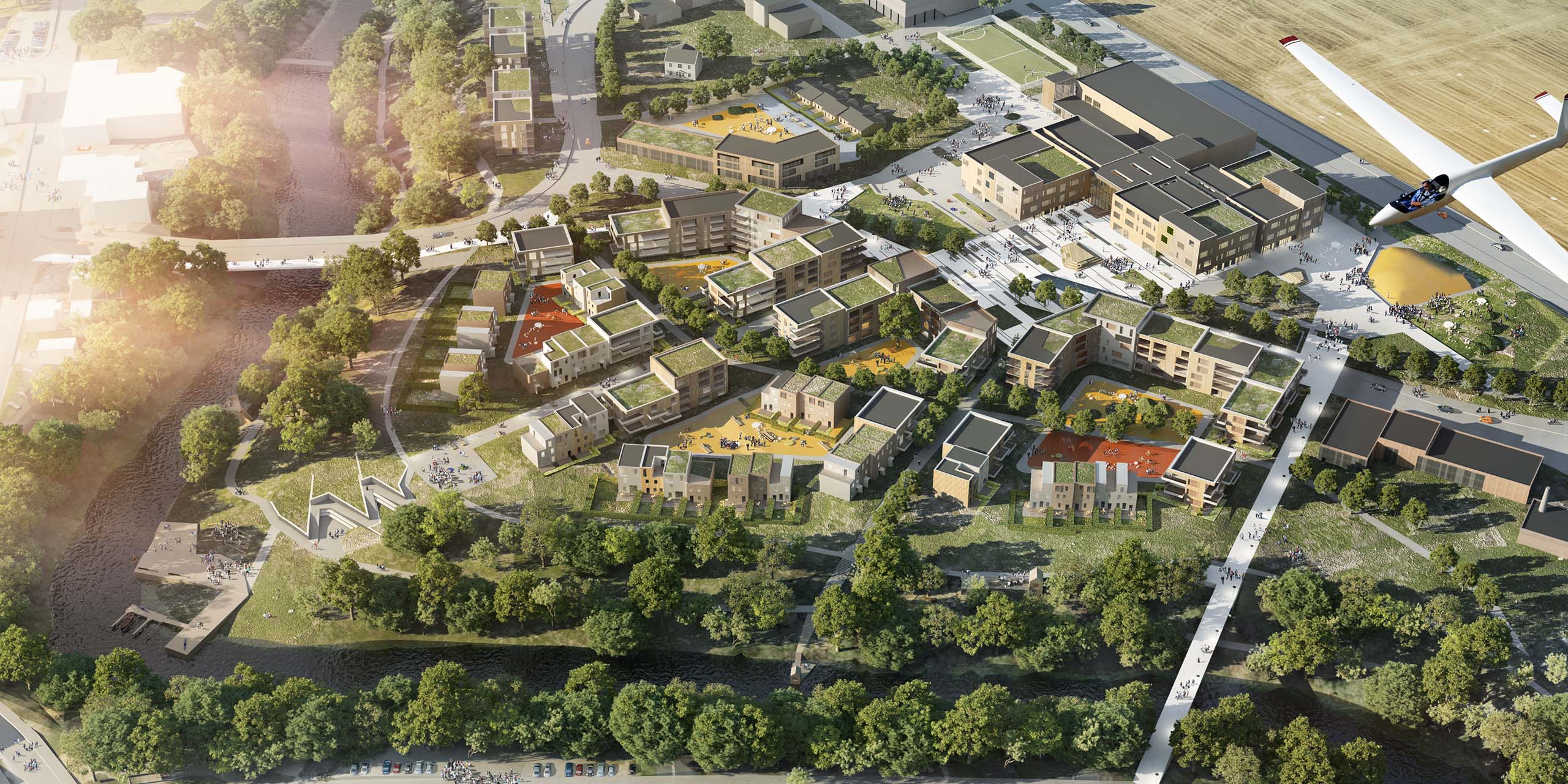 <strong>Sande Barne- og Ungdomsskole</strong> Sande Barne og Ungdomsskole in Norway by L2 Arkitekter is a modern school campus with green spaces and integrated sports facilities