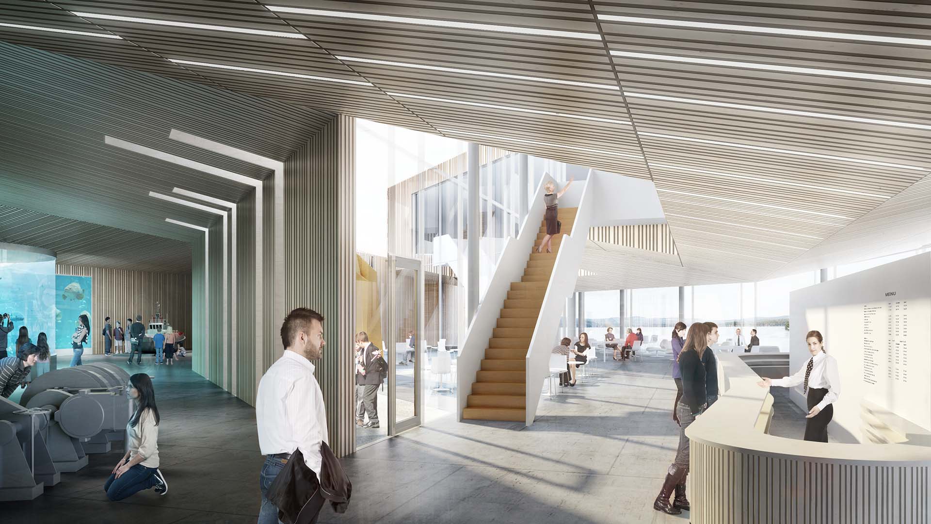 <strong>Dønninger</strong> Interior of Dønninger by Resell + Nicca, a maritime museum and science center at Tungeneset, Norway, featuring ocean exhibits