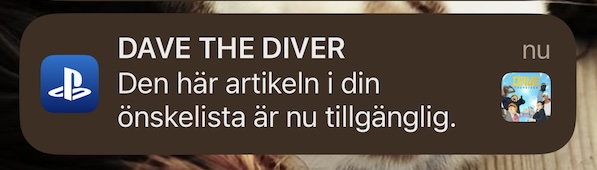 Dave the diver - notis på telefon att det släppts.