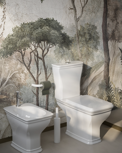 Civitas gulvmonteret toilet med Koblet Cisterne