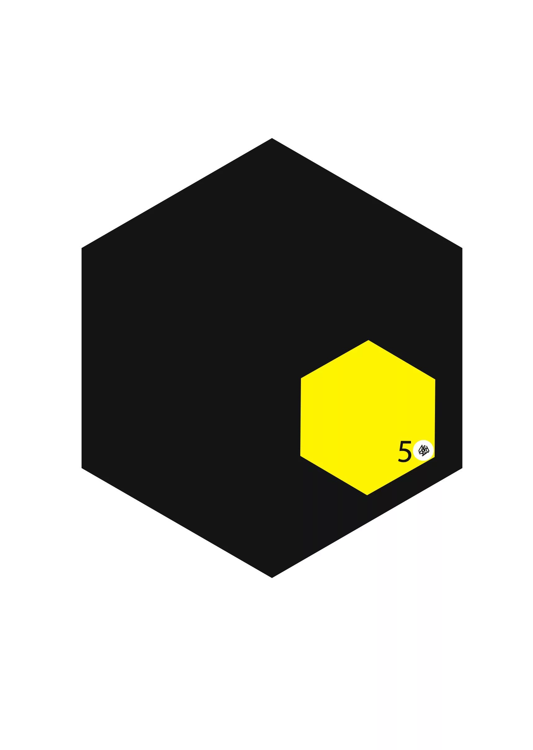Rich result on google when search for "Design Studio, Packaging Design, Carlos Simpson Design" Black and yellow Hexagons with number fifty and the D&AD Logo
