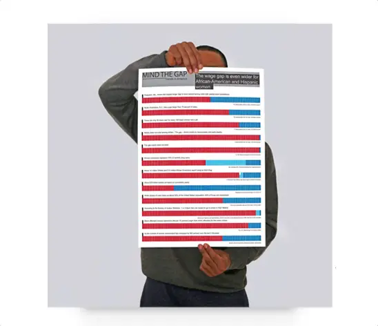 Carlos Simpson holding a poster infographic designed to highlight data visualisation and communication strategy, created by Carlos Simpson Design Studio.