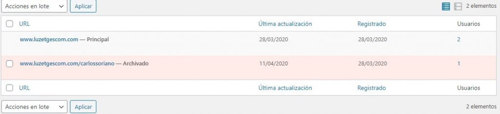 Sitio Archivado en un WordPress Multisite Sitio Archivado en un WordPress Multisite