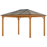 Hardtop Gazebo Canopy For Garden Or Patio - Khaki - 3 x 3.6m