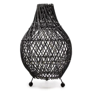 Natural Rattan Table Lamp - Black