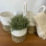 Seagrass Baskets - 3 Piece Set - Natural / White