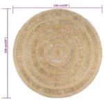 Round Hand-braided Jute Rug - 150cm