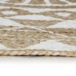 Round Hand-braided Jute Rug - Natural & White - 120cm