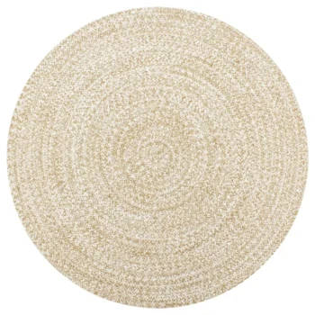 Round Hand-braided Jute Rug White - 90cm