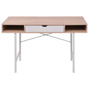 Desk with 1 Drawer - Oak and White - 20 x 48 x 77cm