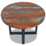 Round Coffee Table - Teak With Resin - 60 x 40cm