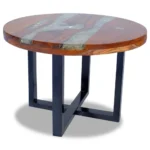 Round Coffee Table - Teak With Resin - 60 x 40cm