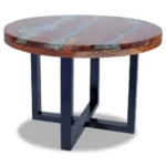 Round Coffee Table - Teak With Resin - 60 x 40cm