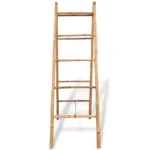 Bamboo Double Towel Ladder with 5 Rungs - 50 x 160cm