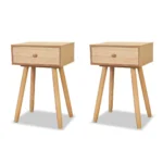 2 Bedside Tables - Solid Pinewood - 40 x 30 x 61cm