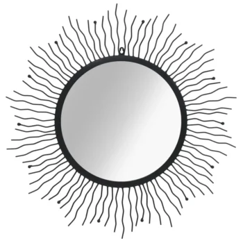 Black - Sunburst Wall Mirror - 80cm